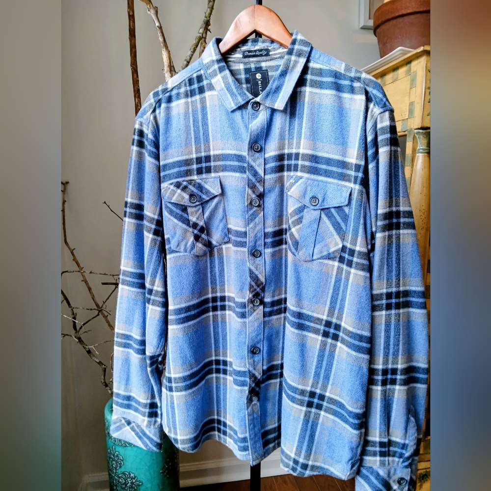 Billabong Blue and Black Plaid Casual Shirt